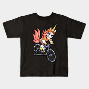 Orange Mountain Biking MTB Unicorn - Original Illustration Kids T-Shirt